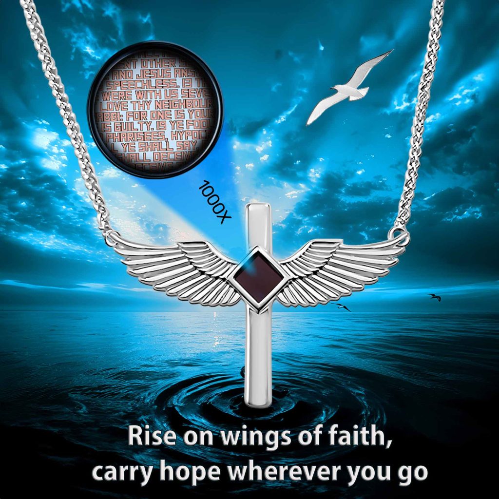 Religious Store Star of David Wings Necklace with New Testament Inside My Nano Jewelry